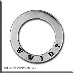Sterling Silver WWJD Affirmation Band Pendant