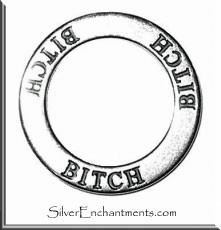 Sterling Silver Bitch Affirmation Band Pendant