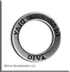 Sterling Silver Diva Affirmation Band Pendant