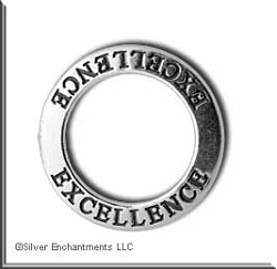 Sterling Silver Excellence Affirmation Band Pendant