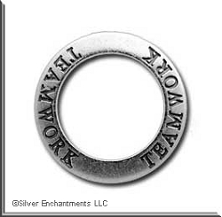 Sterling Silver Teamwork Affirmation Band Pendant