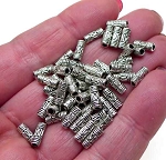 50 Silver Pewter Bali Style Tube Beads 3x8mm