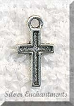Small Simple Cross Charm Antique Silver 15x8mm