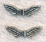 Angel Wing Beads, Antique Silver, 24x8mm (10)