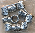 Silver Pewter Fancy Sun Tube Large Hole Bead - Bulk Pack Shown
