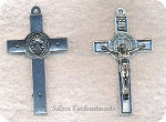 Silver Large Double-Sided 3D Crucifix Pendant, Pewter