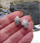 Tibetan Silver Fancy Cross Large Hole Bead, European Style Bead