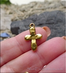 Antique Gold Pewter Hammered Cross Charms