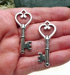 Double Sided Heart Key Pendant Necklace