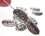 Antique Silver Pewter Greek Key Beads, 14x9mm (10)