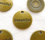 Antique Brass Beautiful Charm, Word Charms