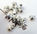 20 Silver 6mm Star Beads