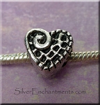 Fancy Heart Large Hole Bead