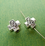 Tibetan Silver Cross Beads with Holy Family (10)