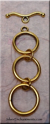 10 Gold Pewter Triple Loop Extender Toggle Clasps 15mm