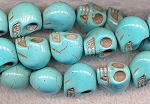 18mm 3D Turquoise Skull Beads