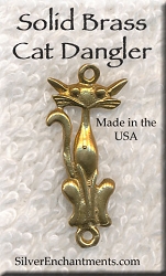 Solid BRASS Cat Dangler Connector Pendant