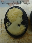 Vintage Victorian Black Mourning Cameo 40x30mm