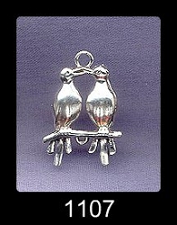 Lovebirds Pendant, Sterling Silver