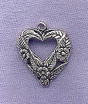 Sterling Silver Flowers & Leaves Heart Pendant