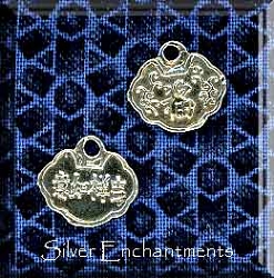 Sterling Silver Good Fortune Symbol Charm - Both Sides Shown