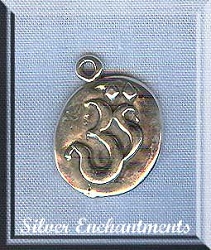 Sterling Silver Oval Aum Charm | Om Charm