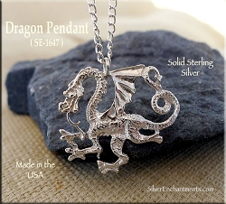 Sterling Silver Bailed Dragon Pendant