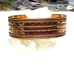 Large Copper Cuff Bracelet with Multiple Pattern Design