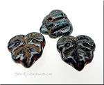 Black Picasso 2 Hole Czech Glass Leaf Beads