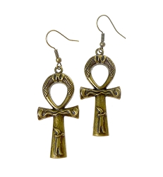 Brass Ankh Earrings