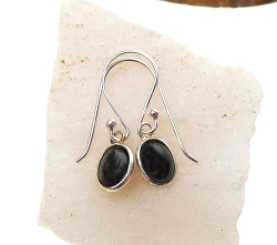 Black Onyx Earrings, Sterling Silver