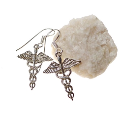 Sterling Silver Caduceus Earrings
