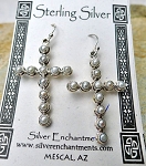 Sterling Silver-Pearl Cross Earrings