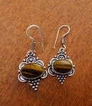 Tigereye Earrings, Bohemian Gemstone Earrings