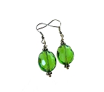Emerald Crystal Earrings with Blue Myst Aura
