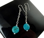 Long Turquoise Earrings with Sterling Silver Earwires, Southwestern Gemstone Earrings