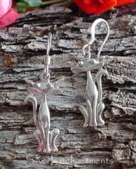 Sterling Silver Cat Earrings