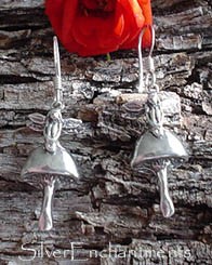 Sterling Silver Fairy on Mushroom Earrings