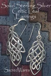Sterling Silver Celtic Leaf Earrings