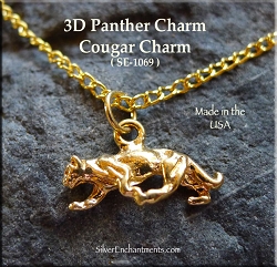 3D Gold Cougar Charm