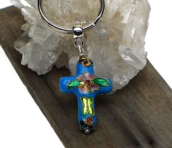 Cloisonne Cross Key Ring