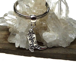 Silver Cowboy Boot Key Ring