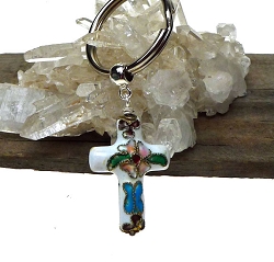 Cloisonne Cross Key Ring