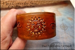 Leather Cuff Bracelet - HERE COMES THE SUN