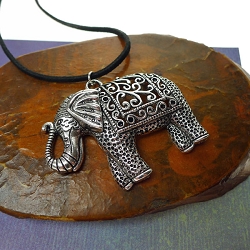 Tibetan Silver Elephant Necklace, Large
