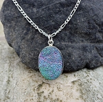 Sterling Silver Druzy Pendant, Genuine Powder Blue Titanium