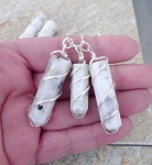 Spiral Wrapped Moonstone Necklace Silver 18-inch Pencil Point Necklace Single Terminated Wand