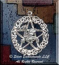 Sterling Silver Welsh Dragon Celtic Pentacle Pendant