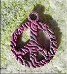 Textured Peace Sign Charm, Amethyst Purple Patina