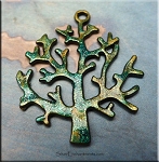 Bronze Tree Pendant, Emerald Lush Patina